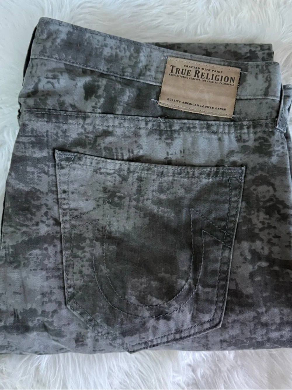 True Religion Vinny Tie Dye Camo Jeans Size 36 Made in USA Button Fly